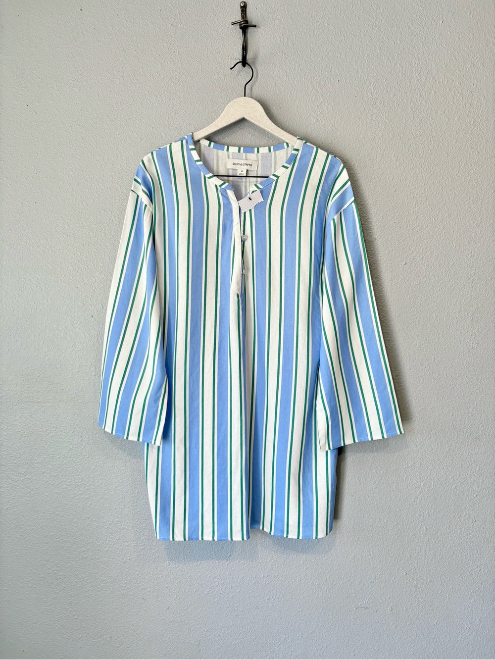 NEW Solid & Striped Linen Blend Tunic Mini Dress Swimsuit Cover Up size medium